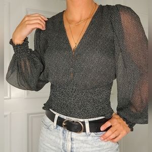 Cropped A&F Polka Dot Sheer Blouse Top